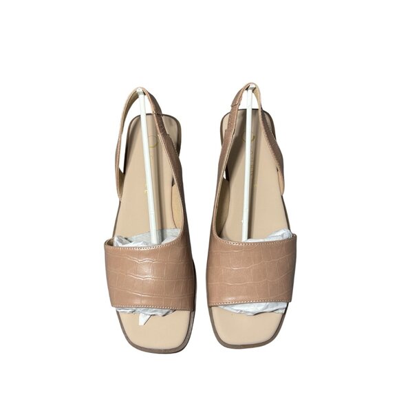 Journee Brinsley 6.5M Tan Faux Crocodile Slingback Sandals Womens - Picture 6 of 12